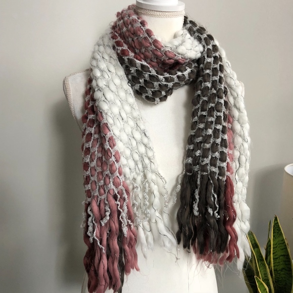 Noelle Accessories - Noelle Knit Scarf Chunky Fringe Crochet Boho